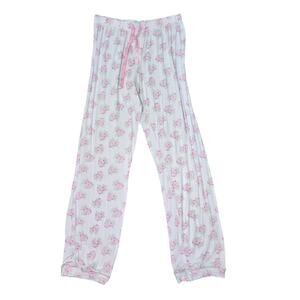 Shabby Chic Pajama Pants Womens Medium Pink Floral Lounge Sleepwear Soft Comfy
